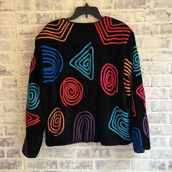 Vintage Women’s Jacket Allure Swirl Scribble Button Rainbow 80’s Jacket Size XL - Picture 4 of 15